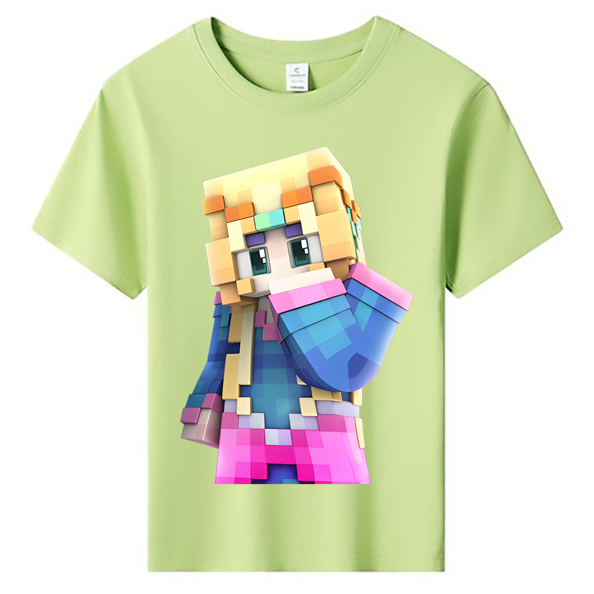 （画像用） マインクラフト ブロックの世界 Minecraft MC Block world 綿100％キッズTシャツ（フロントプリント）